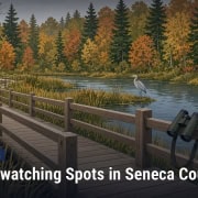Fostoria News: Illustration, with headline: Best Birdwatching Spots in Seneca County